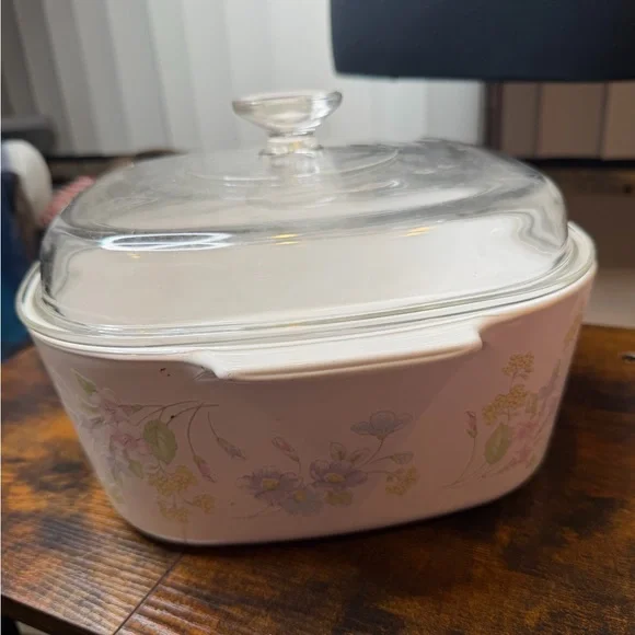 Corning Ware Pastel Bouquet 5 liters Glass Lid Floral Casserole Dish
